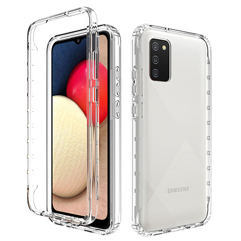 Custodia Silicone Trasparente Ultra Sottile Morbida Cover Fronte e Retro 360 Gradi Sfumato JX4 per Samsung Galaxy A03s Chiaro