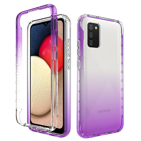 Custodia Silicone Trasparente Ultra Sottile Morbida Cover Fronte e Retro 360 Gradi Sfumato JX4 per Samsung Galaxy M02s Viola