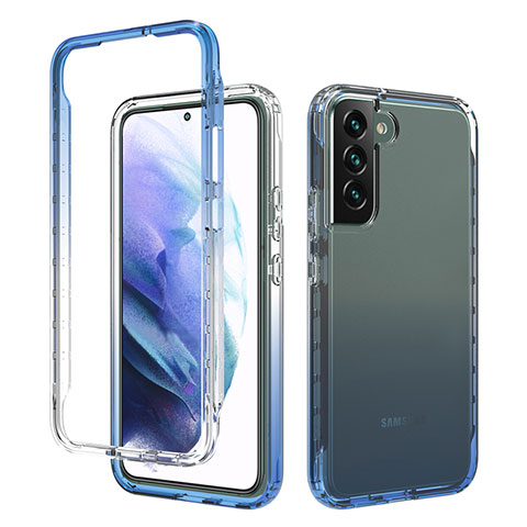 Custodia Silicone Trasparente Ultra Sottile Morbida Cover Fronte e Retro 360 Gradi Sfumato M01 per Samsung Galaxy S22 Plus 5G Blu