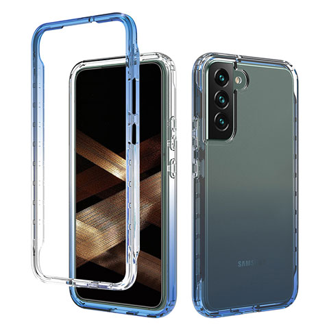 Custodia Silicone Trasparente Ultra Sottile Morbida Cover Fronte e Retro 360 Gradi Sfumato M01 per Samsung Galaxy S25 5G Blu