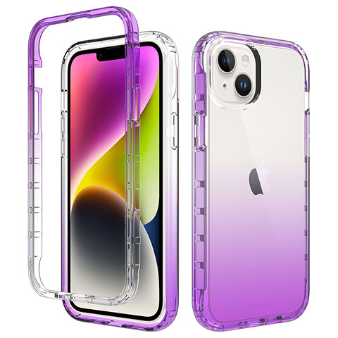 Custodia Silicone Trasparente Ultra Sottile Morbida Cover Fronte e Retro 360 Gradi Sfumato per Apple iPhone 13 Viola