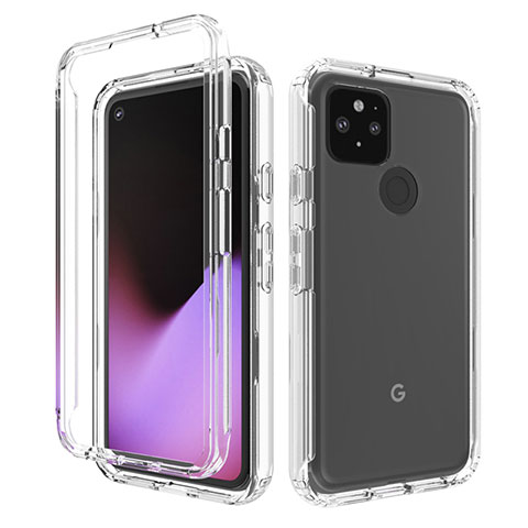 Custodia Silicone Trasparente Ultra Sottile Morbida Cover Fronte e Retro 360 Gradi Sfumato per Google Pixel 5 Chiaro