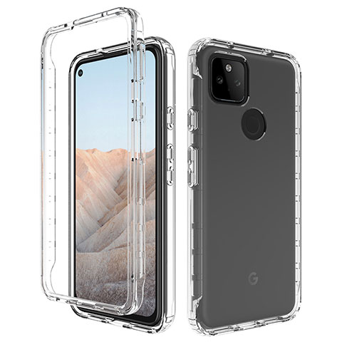 Custodia Silicone Trasparente Ultra Sottile Morbida Cover Fronte e Retro 360 Gradi Sfumato per Google Pixel 5a 5G Chiaro