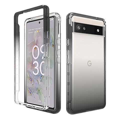 Custodia Silicone Trasparente Ultra Sottile Morbida Cover Fronte e Retro 360 Gradi Sfumato per Google Pixel 6a 5G Grigio Scuro