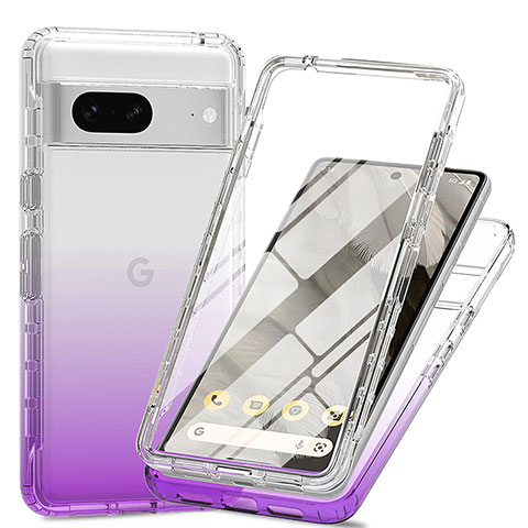 Custodia Silicone Trasparente Ultra Sottile Morbida Cover Fronte e Retro 360 Gradi Sfumato per Google Pixel 7 5G Viola