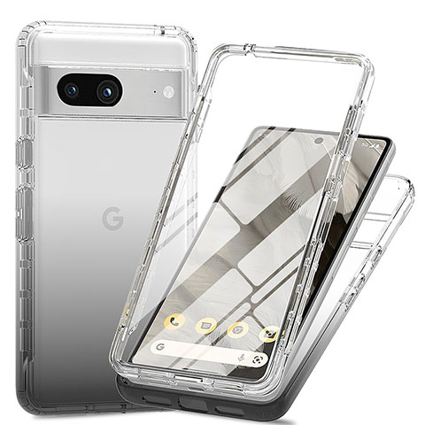 Custodia Silicone Trasparente Ultra Sottile Morbida Cover Fronte e Retro 360 Gradi Sfumato per Google Pixel 7a 5G Grigio Scuro