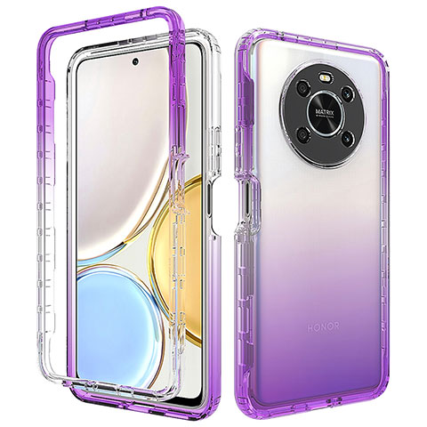 Custodia Silicone Trasparente Ultra Sottile Morbida Cover Fronte e Retro 360 Gradi Sfumato per Huawei Honor X9 4G Viola