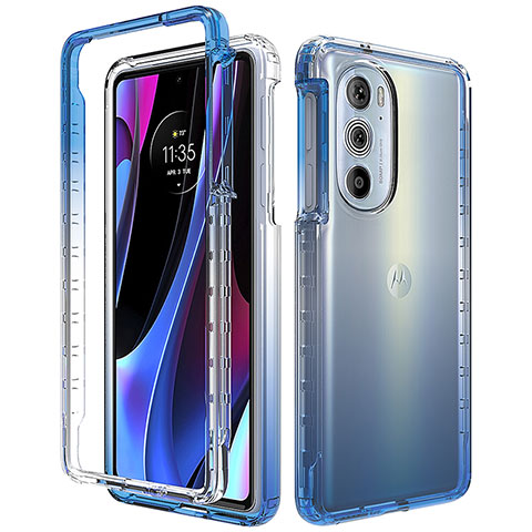 Custodia Silicone Trasparente Ultra Sottile Morbida Cover Fronte e Retro 360 Gradi Sfumato per Motorola Moto Edge 30 Pro 5G Blu