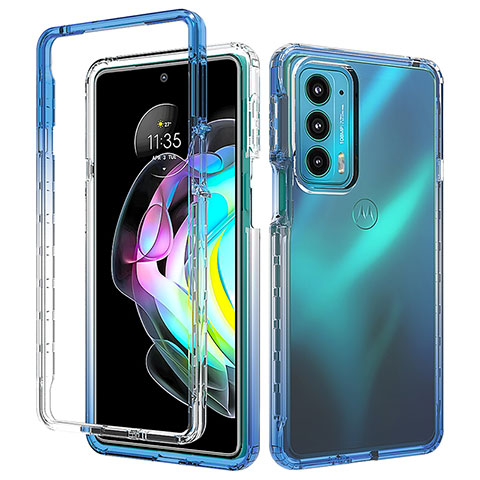 Custodia Silicone Trasparente Ultra Sottile Morbida Cover Fronte e Retro 360 Gradi Sfumato per Motorola Moto Edge Lite 5G Blu