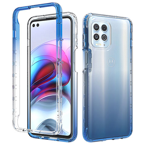 Custodia Silicone Trasparente Ultra Sottile Morbida Cover Fronte e Retro 360 Gradi Sfumato per Motorola Moto Edge S 5G Blu