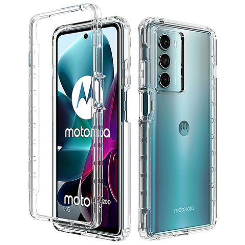 Custodia Silicone Trasparente Ultra Sottile Morbida Cover Fronte e Retro 360 Gradi Sfumato per Motorola Moto G200 5G Chiaro