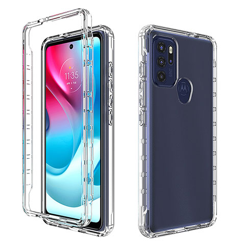 Custodia Silicone Trasparente Ultra Sottile Morbida Cover Fronte e Retro 360 Gradi Sfumato per Motorola Moto G60s Chiaro