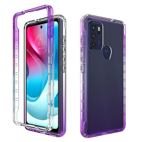 Custodia Silicone Trasparente Ultra Sottile Morbida Cover Fronte e Retro 360 Gradi Sfumato per Motorola Moto G60s Viola