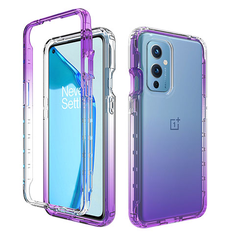 Custodia Silicone Trasparente Ultra Sottile Morbida Cover Fronte e Retro 360 Gradi Sfumato per OnePlus 9 5G Viola