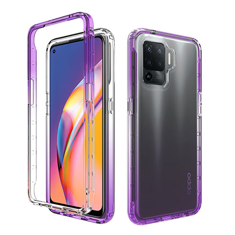 Custodia Silicone Trasparente Ultra Sottile Morbida Cover Fronte e Retro 360 Gradi Sfumato per Oppo A94 4G Viola