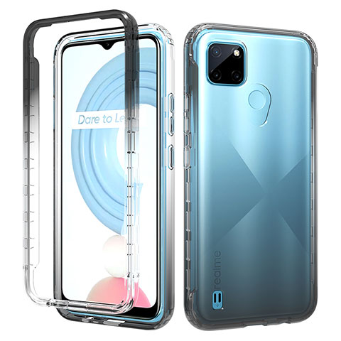 Custodia Silicone Trasparente Ultra Sottile Morbida Cover Fronte e Retro 360 Gradi Sfumato per Realme C25Y India Grigio Scuro