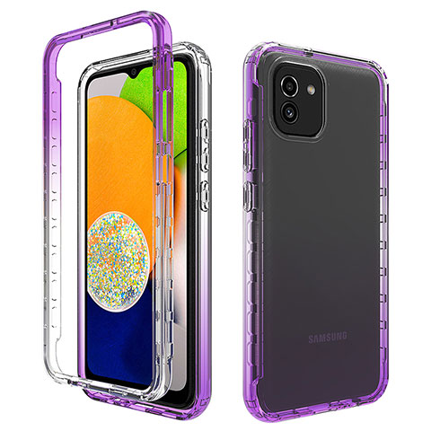 Custodia Silicone Trasparente Ultra Sottile Morbida Cover Fronte e Retro 360 Gradi Sfumato per Samsung Galaxy A03 Viola