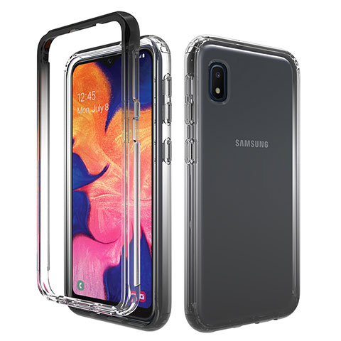 Custodia Silicone Trasparente Ultra Sottile Morbida Cover Fronte e Retro 360 Gradi Sfumato per Samsung Galaxy A10e Grigio Scuro