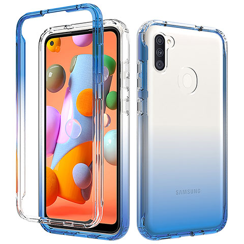 Custodia Silicone Trasparente Ultra Sottile Morbida Cover Fronte e Retro 360 Gradi Sfumato per Samsung Galaxy A11 Blu