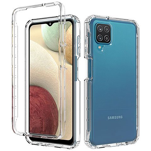 Custodia Silicone Trasparente Ultra Sottile Morbida Cover Fronte e Retro 360 Gradi Sfumato per Samsung Galaxy A12 Chiaro