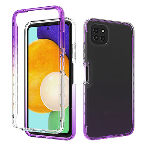 Custodia Silicone Trasparente Ultra Sottile Morbida Cover Fronte e Retro 360 Gradi Sfumato per Samsung Galaxy A22s 5G Viola