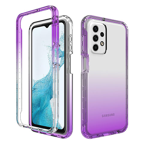 Custodia Silicone Trasparente Ultra Sottile Morbida Cover Fronte e Retro 360 Gradi Sfumato per Samsung Galaxy A23 4G Viola