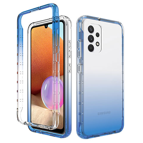 Custodia Silicone Trasparente Ultra Sottile Morbida Cover Fronte e Retro 360 Gradi Sfumato per Samsung Galaxy A32 4G Blu