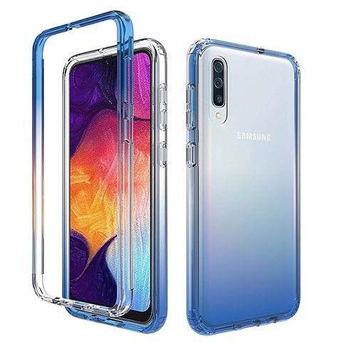 Custodia Silicone Trasparente Ultra Sottile Morbida Cover Fronte e Retro 360 Gradi Sfumato per Samsung Galaxy A50S Blu