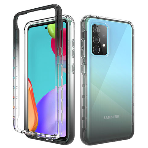 Custodia Silicone Trasparente Ultra Sottile Morbida Cover Fronte e Retro 360 Gradi Sfumato per Samsung Galaxy A52 4G Grigio Scuro