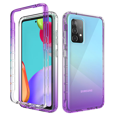 Custodia Silicone Trasparente Ultra Sottile Morbida Cover Fronte e Retro 360 Gradi Sfumato per Samsung Galaxy A52 4G Viola