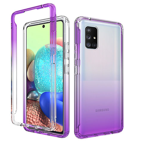 Custodia Silicone Trasparente Ultra Sottile Morbida Cover Fronte e Retro 360 Gradi Sfumato per Samsung Galaxy A71 5G Viola