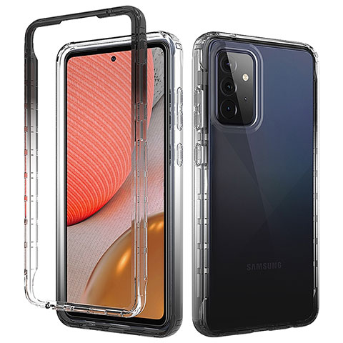 Custodia Silicone Trasparente Ultra Sottile Morbida Cover Fronte e Retro 360 Gradi Sfumato per Samsung Galaxy A72 4G Grigio Scuro