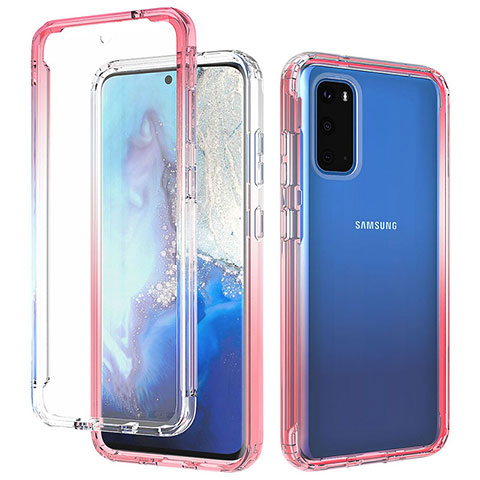 Custodia Silicone Trasparente Ultra Sottile Morbida Cover Fronte e Retro 360 Gradi Sfumato per Samsung Galaxy S20 Rosso