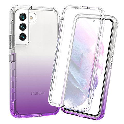 Custodia Silicone Trasparente Ultra Sottile Morbida Cover Fronte e Retro 360 Gradi Sfumato per Samsung Galaxy S21 Plus 5G Viola