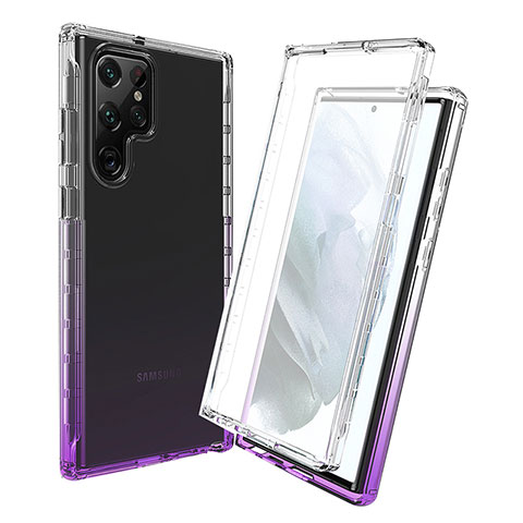 Custodia Silicone Trasparente Ultra Sottile Morbida Cover Fronte e Retro 360 Gradi Sfumato per Samsung Galaxy S21 Ultra 5G Viola