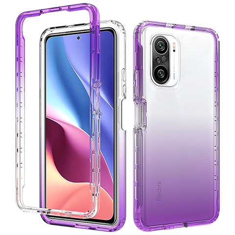 Custodia Silicone Trasparente Ultra Sottile Morbida Cover Fronte e Retro 360 Gradi Sfumato per Xiaomi Poco F3 5G Viola