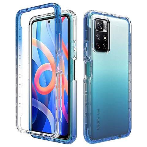 Custodia Silicone Trasparente Ultra Sottile Morbida Cover Fronte e Retro 360 Gradi Sfumato per Xiaomi Poco M4 Pro 5G Blu