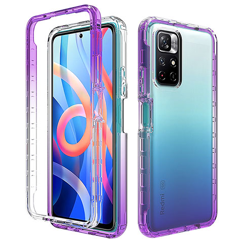 Custodia Silicone Trasparente Ultra Sottile Morbida Cover Fronte e Retro 360 Gradi Sfumato per Xiaomi Poco M4 Pro 5G Viola