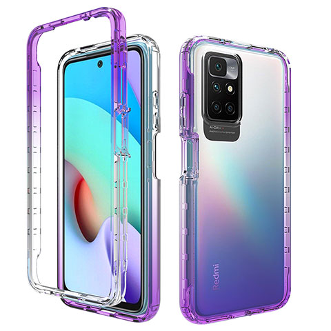 Custodia Silicone Trasparente Ultra Sottile Morbida Cover Fronte e Retro 360 Gradi Sfumato per Xiaomi Redmi 10 (2022) Viola