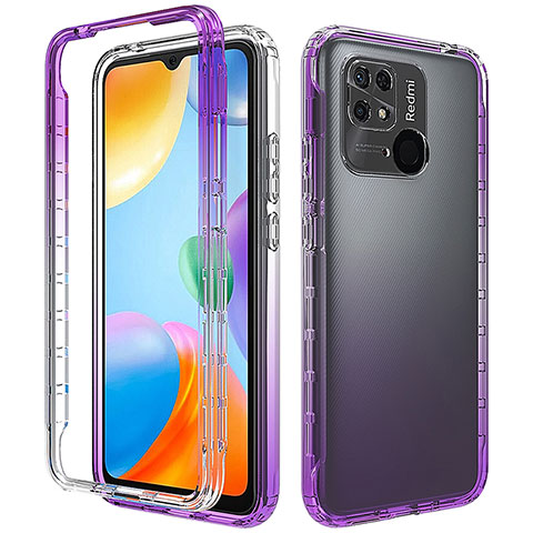 Custodia Silicone Trasparente Ultra Sottile Morbida Cover Fronte e Retro 360 Gradi Sfumato per Xiaomi Redmi 10 Power Viola