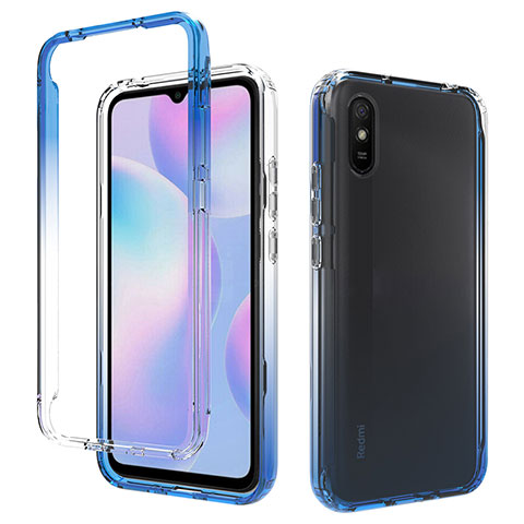 Custodia Silicone Trasparente Ultra Sottile Morbida Cover Fronte e Retro 360 Gradi Sfumato per Xiaomi Redmi 9A Blu