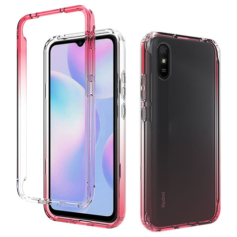 Custodia Silicone Trasparente Ultra Sottile Morbida Cover Fronte e Retro 360 Gradi Sfumato per Xiaomi Redmi 9AT Rosso