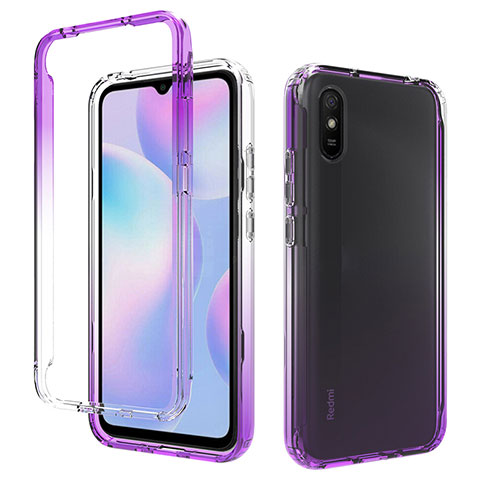 Custodia Silicone Trasparente Ultra Sottile Morbida Cover Fronte e Retro 360 Gradi Sfumato per Xiaomi Redmi 9AT Viola