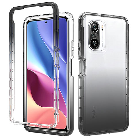 Custodia Silicone Trasparente Ultra Sottile Morbida Cover Fronte e Retro 360 Gradi Sfumato per Xiaomi Redmi K40 Pro 5G Grigio Scuro