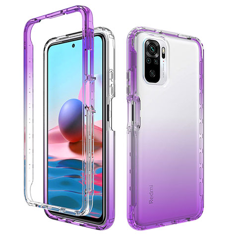 Custodia Silicone Trasparente Ultra Sottile Morbida Cover Fronte e Retro 360 Gradi Sfumato per Xiaomi Redmi Note 10 4G Viola