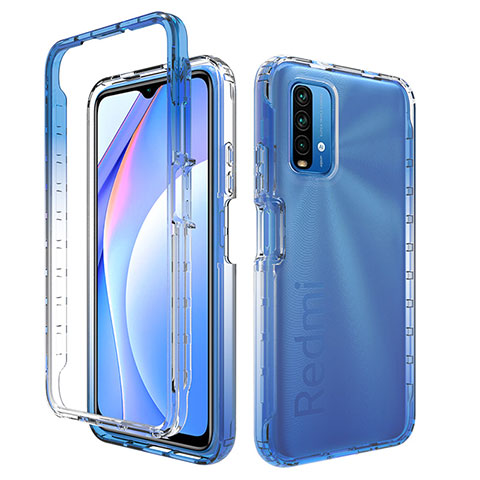 Custodia Silicone Trasparente Ultra Sottile Morbida Cover Fronte e Retro 360 Gradi Sfumato per Xiaomi Redmi Note 9 4G Blu