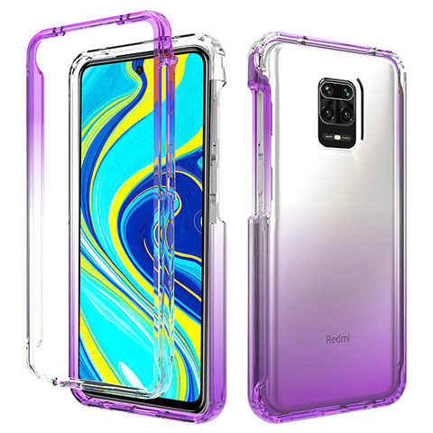 Custodia Silicone Trasparente Ultra Sottile Morbida Cover Fronte e Retro 360 Gradi Sfumato per Xiaomi Redmi Note 9 Pro Max Viola