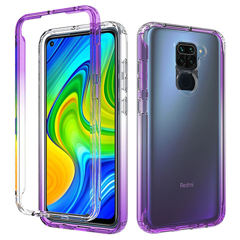 Custodia Silicone Trasparente Ultra Sottile Morbida Cover Fronte e Retro 360 Gradi Sfumato per Xiaomi Redmi Note 9 Viola