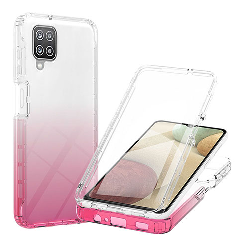 Custodia Silicone Trasparente Ultra Sottile Morbida Cover Fronte e Retro 360 Gradi Sfumato YB1 per Samsung Galaxy A12 Nacho Rosa