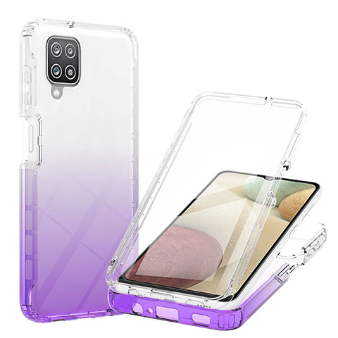 Custodia Silicone Trasparente Ultra Sottile Morbida Cover Fronte e Retro 360 Gradi Sfumato YB1 per Samsung Galaxy A12 Viola